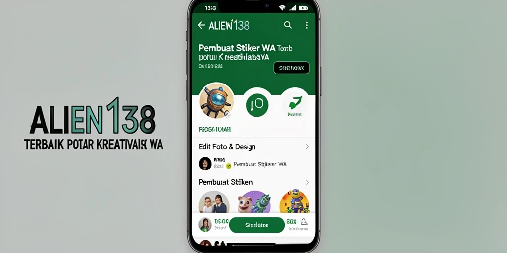 Antarmuka aplikasi ALIEN138 saat membuat stiker WA yang kreatif.