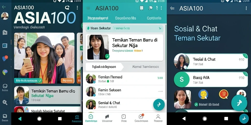 Antarmuka pengguna menarik dari aplikasi Teman Sekitar ASIA100.