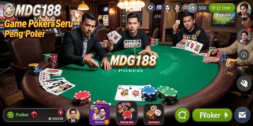 Tampilan antarmuka MDG188 yang menarik dan fungsional untuk permainan poker.
