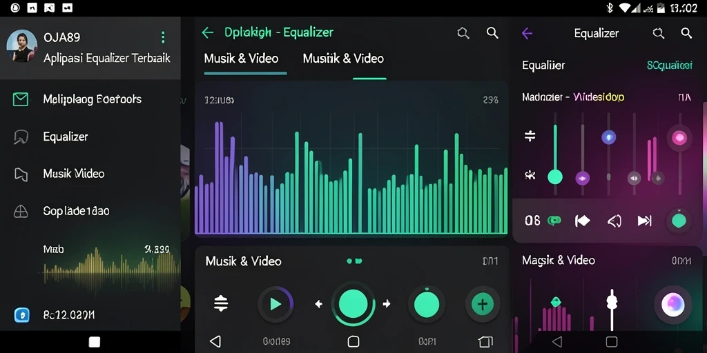 Antarmuka aplikasi OJA89 dengan kontrol equalizer intuitif.