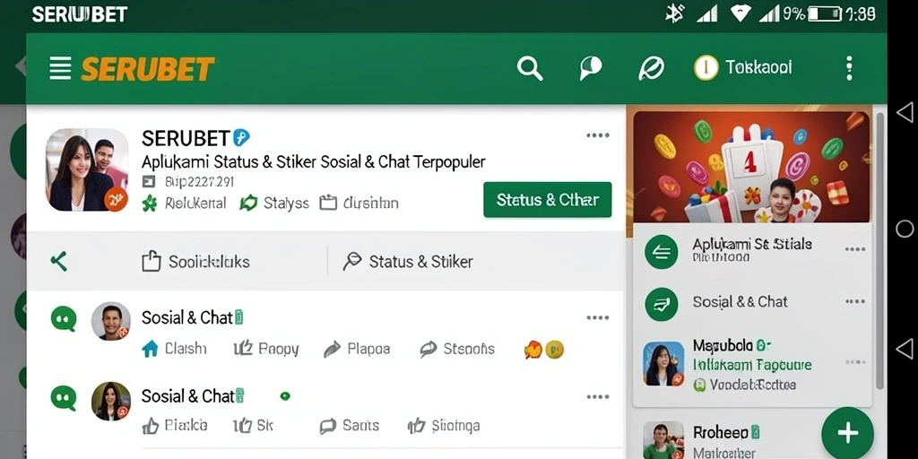 Antarmuka SERUBET dengan stiker dan status menarik.