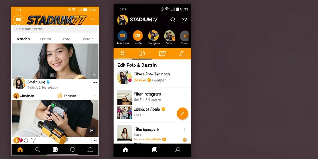 Antarmuka pengguna STADIUM77 yang sederhana dan stylish untuk Filter Instagram.